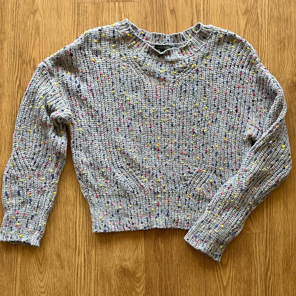 Wild Fable Sweater - Lightweight, Gray with multicolor polka dots